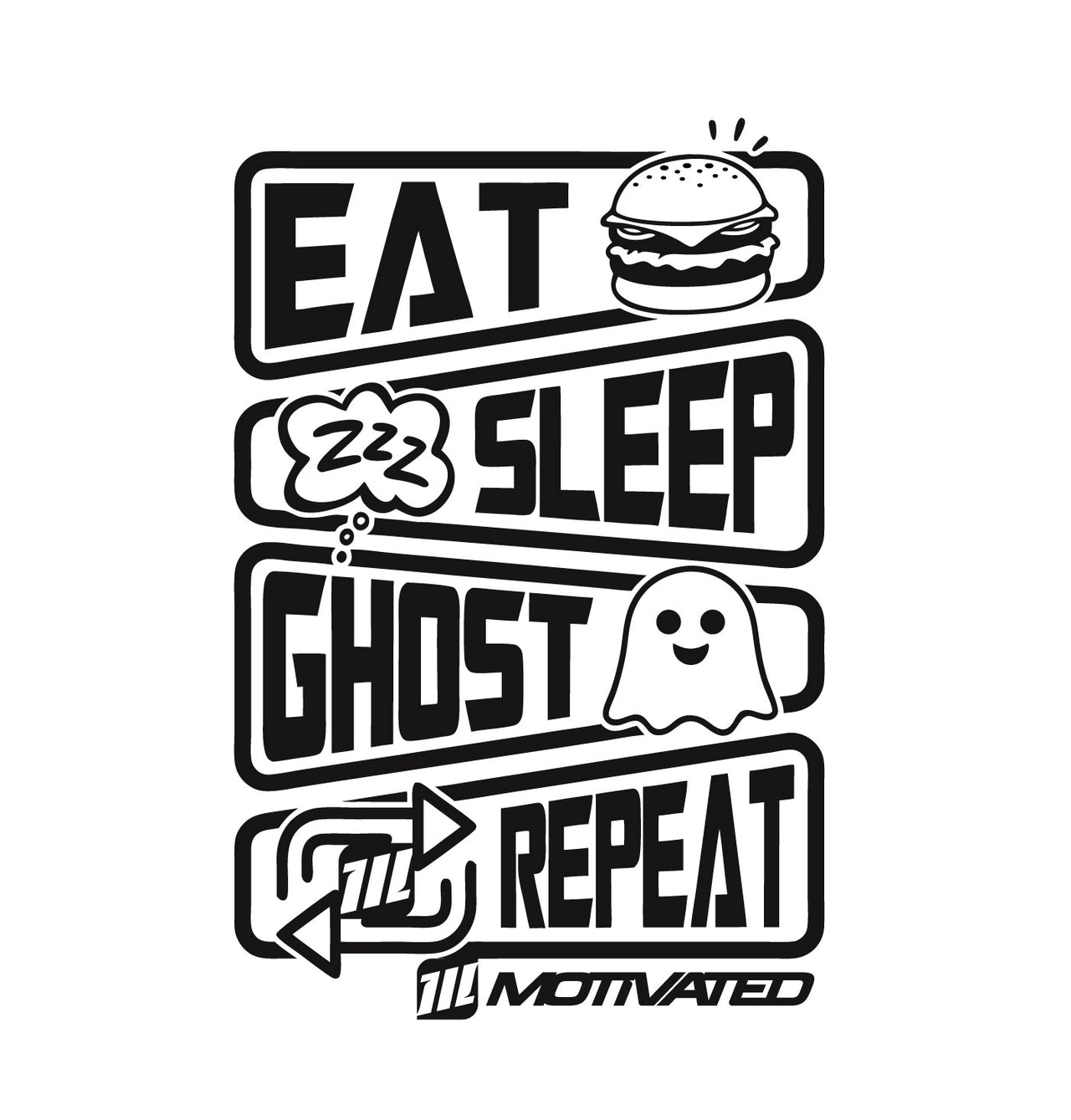 Eat Sleep Ghost Repeat Sticker