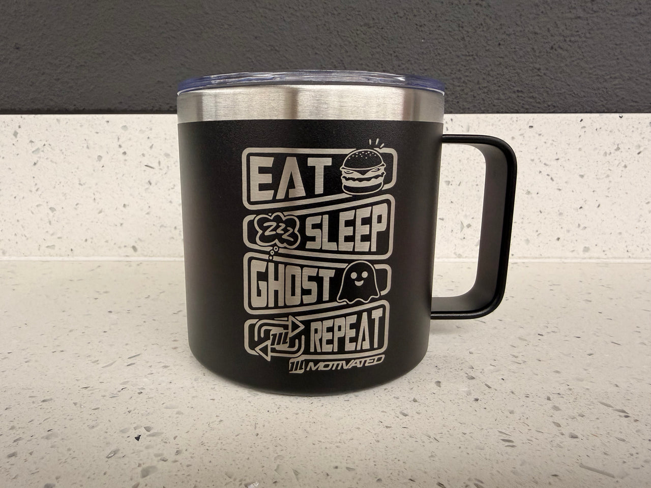 Eat Sleep Ghost Coffee Mug (Black)