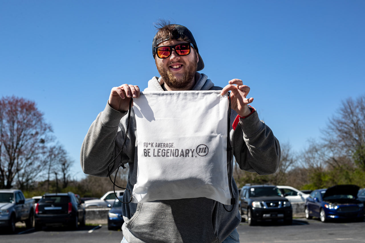 Be Legendary Drawstring Bag- White